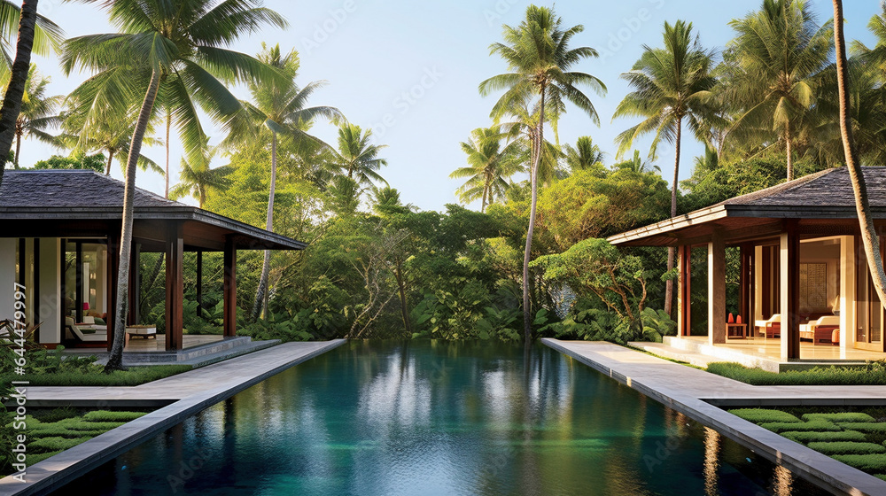 Luxurious Bali property with contemporary design, elegant decor, and serene outdoor oasis.