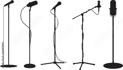 Microphone Stand Silhouette Vector Pack