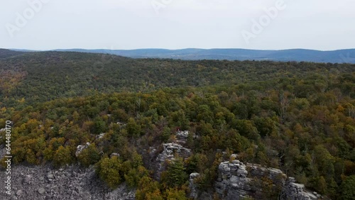 Aerial view of Annapolis Rocks and Black Rock, stunning mountains with forest trees, Boonsboro, Maryland, United States. photo