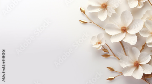 清く美しい純白の背景と可憐な花