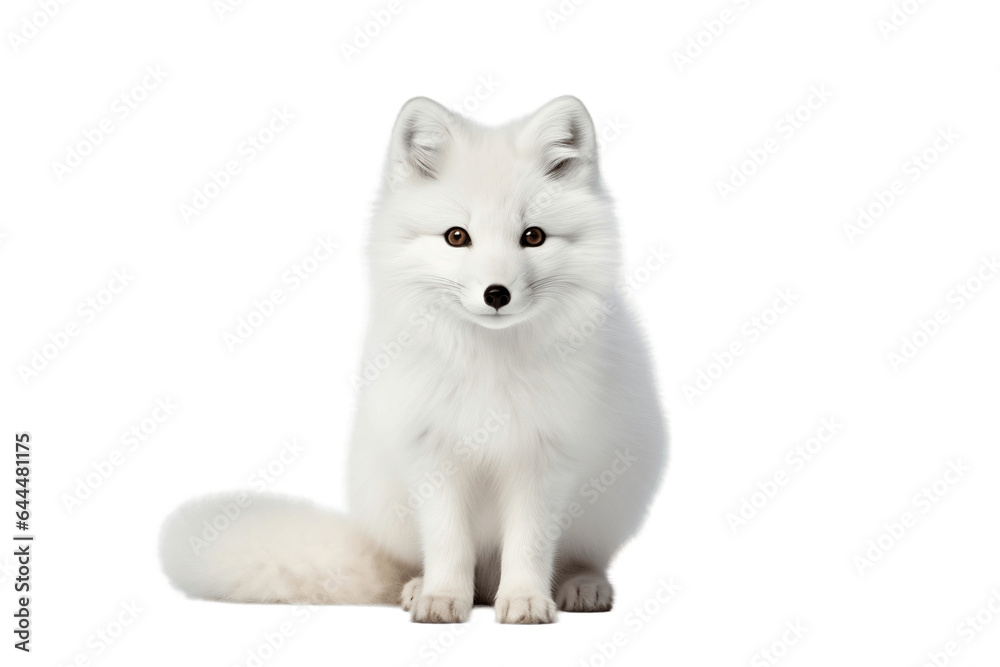 Arctic Fox Isolated on a Transparent Background PNG. Generative Ai