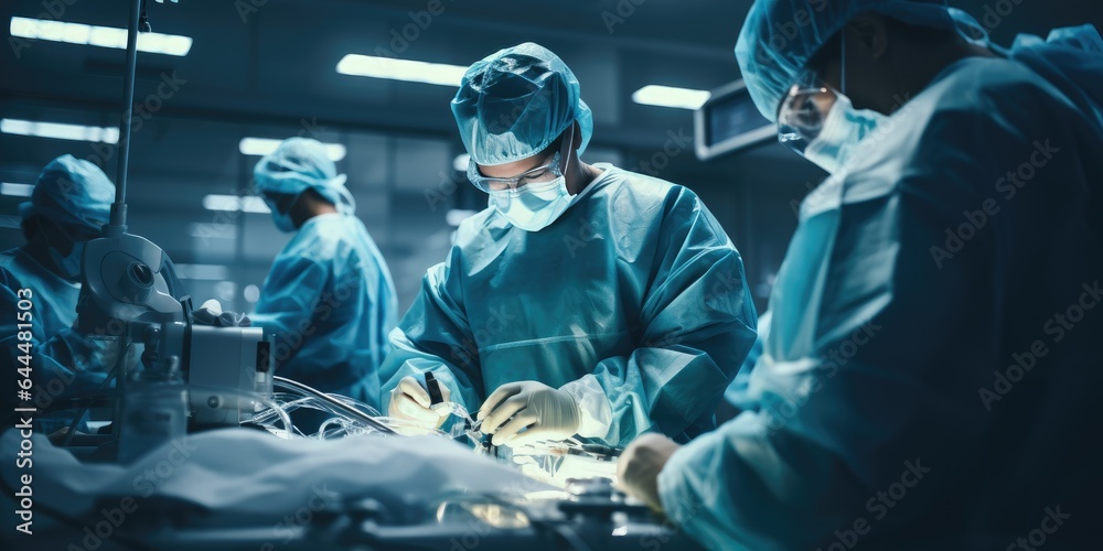 The medical team is doing the operation. Group of surgeons the operating room. Generative AI The medical team is doing the operation. Group of surgeons the operating room. Generative AI