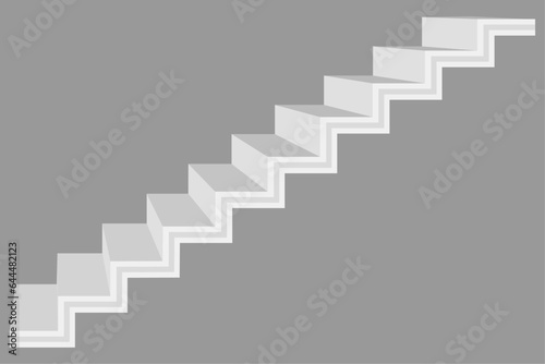 Ascending stairs abstract 3d illustration. Conceptual staircase vector illustration. Realistic Modern stairs. Stair isolated on gray background stair. Furniture for Interior. Ladder side view. 