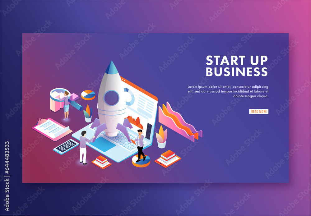 Business Startup Concept Based Landing Page with Business People ...