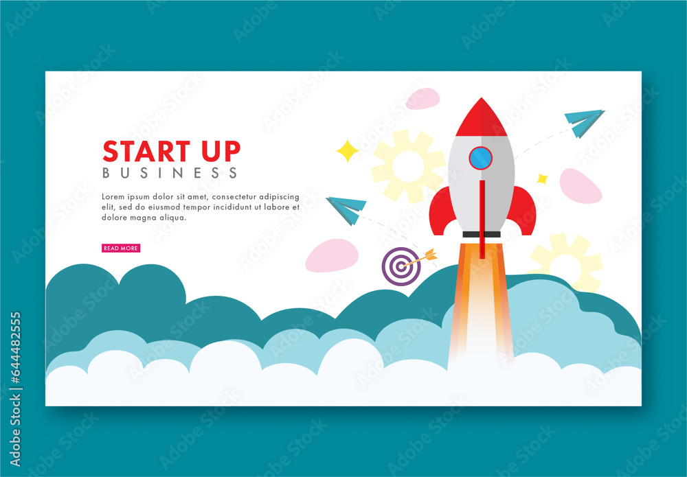 Startup Business Concept Based Landing Page Design with Flat Style ...