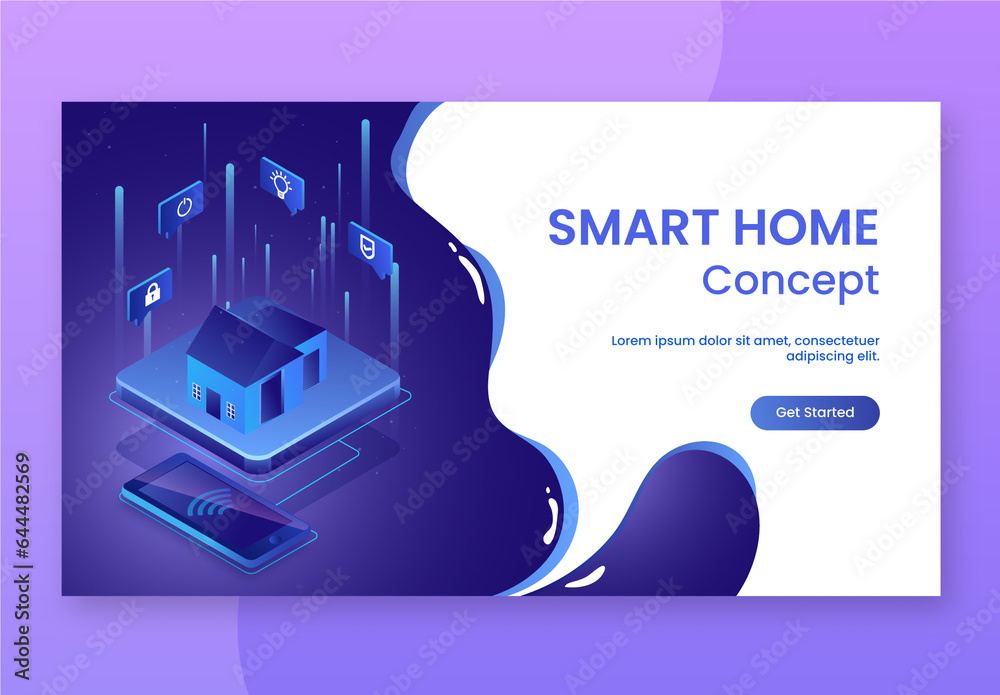 Smart Home Concept Based Landing Page Design with Isometric Smartphone ...