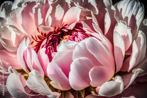 A Still Life Close up shot of Peony Flower. Delicate and elegant  the peony s petals unfurl with grace   layers of soft  velvety beauty - AI Generative