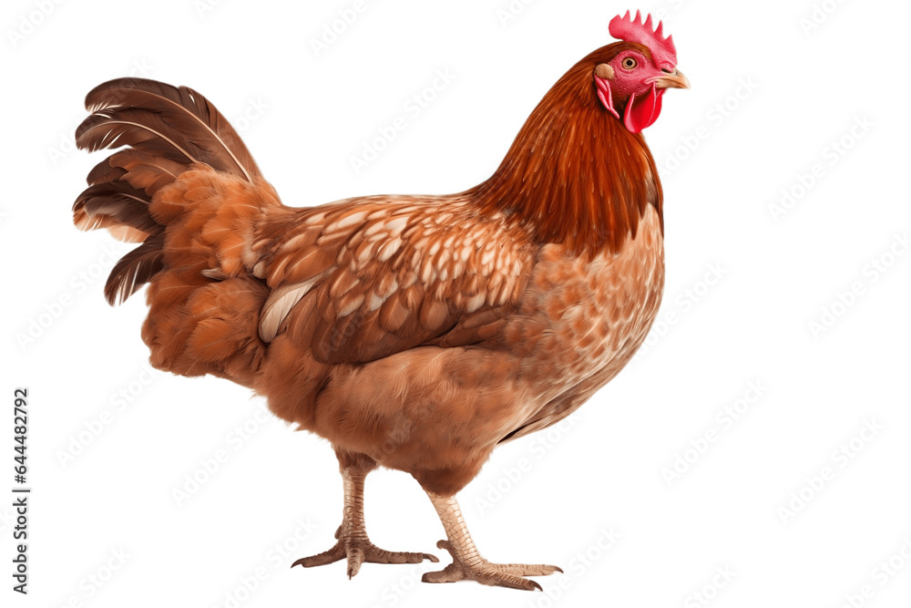 Hen Isolated on a Transparent PNG Background. Generative Ai