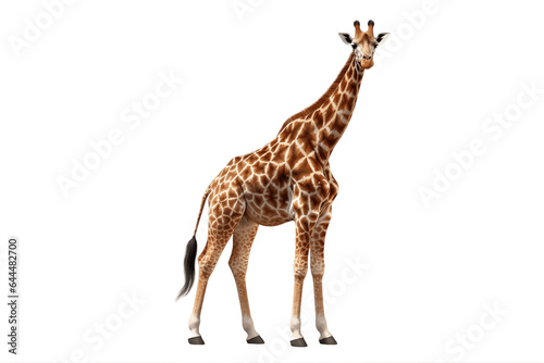 Beautiful Giraffe Isolated on a Transparent PNG Background. Generative Ai