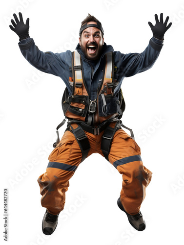 Workers are jumping with joy at the bonus. on a transparent background (png) for decorating the project