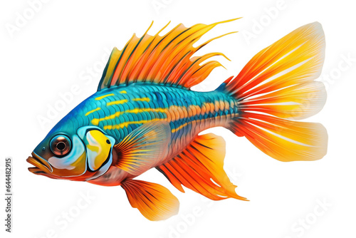 Colorful Fish Isolated on a Transparent PNG Background. Generative Ai © Haider