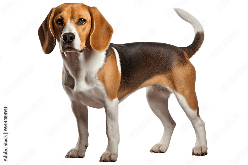 Majestic Beagle Isolated on a Transparent PNG Background. Generative Ai