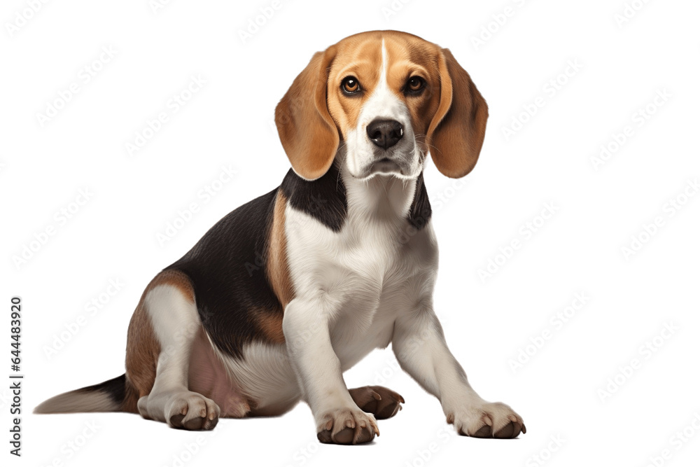Elegant Beagle Isolated on a Transparent PNG Background. Generative Ai