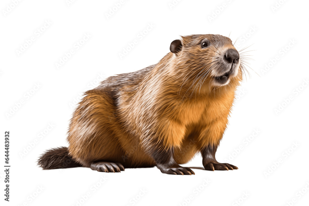 Beaver Isolated on a Transparent PNG Background. Generative Ai - obrazy, fototapety, plakaty 