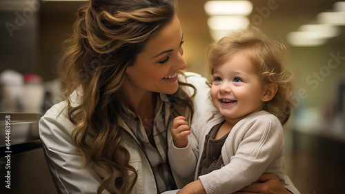 Healing Hearts: A Smiling Mother and Child at the Pediatric Clinic