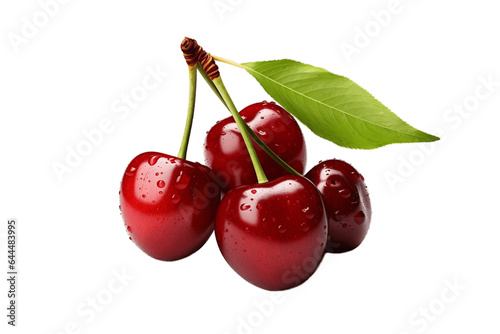 Fresh Cherries Isolated on a Transparent PNG Background. Generative Ai