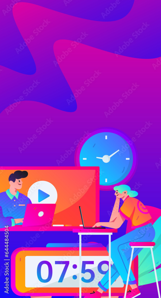 Fototapeta premium Education learning people flat vector concept hand drawn illustration