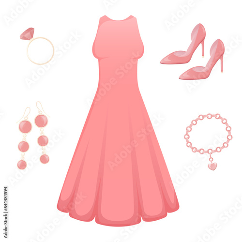 Bachelorette party elements in pink trendy color