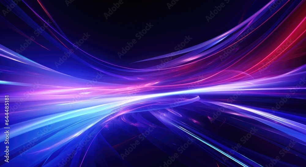 abstract futuristic neon background with glowing ascending lines. Fantastic wallpaper