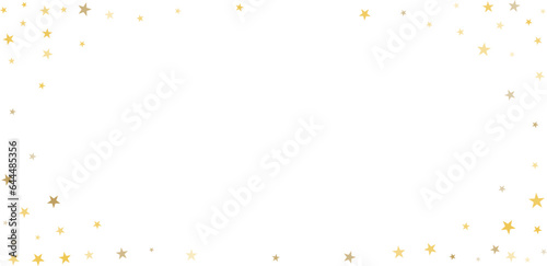 Gold stars vector background, sparkling Christmas confetti falling isolated on white. Magic shining flying golden stars glitter backdrop, sparkle border