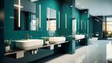 Sleek office restrooms with touchless fixtures