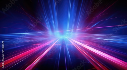 abstract futuristic neon background with glowing ascending lines. Fantastic wallpaper