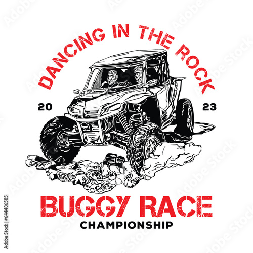 Buggy and UTV racing adventure vector illustration logo, perfect for tours and racing event logo also t shirt design