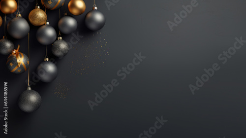 Elegant christmas background with dark grey texture and space for text
