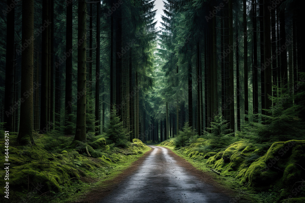 Obraz premium Path Through a Sunlit Forest