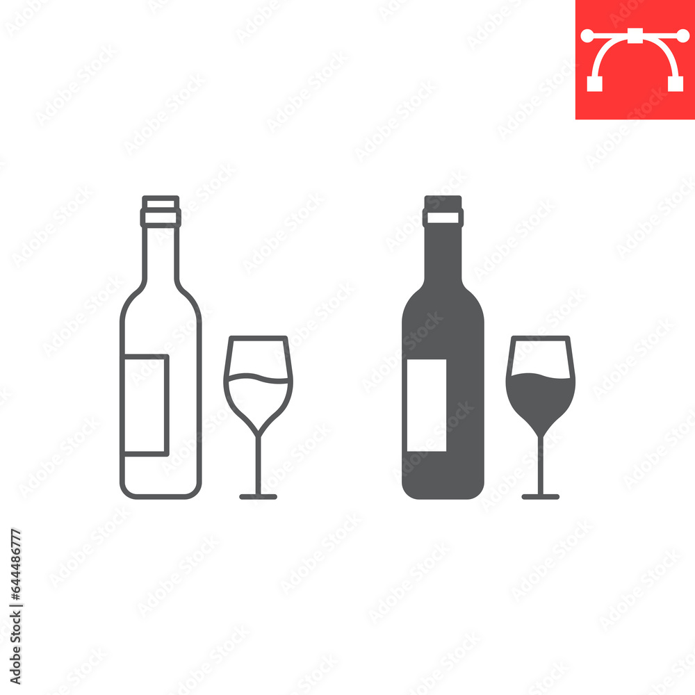 Wine bottle line and glyph icon, thanksgiving and alcohol, wineglass vector icon, vector graphics, editable stroke outline sign, eps 10. Wine bottle line and glyph icon, thanksgiving and alcohol, wineglass vector icon, vector graphics, editable stroke outline sign, eps 10.