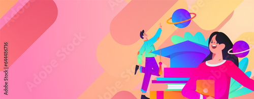 Education learning people flat vector concept hand drawn illustration