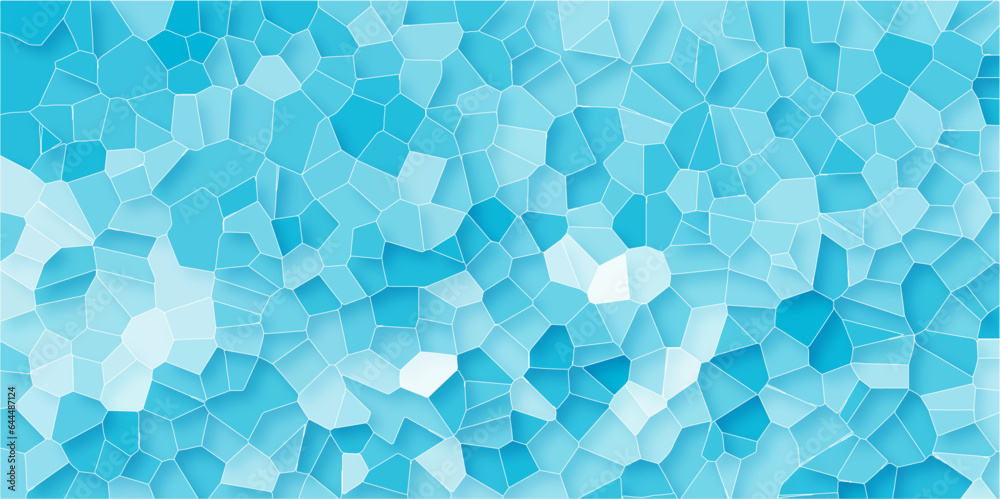 Light Blue and white Broken Stained Glass Background with White lines. Voronoi diagram background. Seamless pattern with 3d shapes vector Vintage Illustration background. Geometric Retro tiles pattern Light Blue and white Broken Stained Glass Background with White lines. Voronoi diagram background. Seamless pattern with 3d shapes vector Vintage Illustration background. Geometric Retro tiles pattern