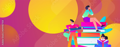 Education learning people flat vector concept hand drawn illustration