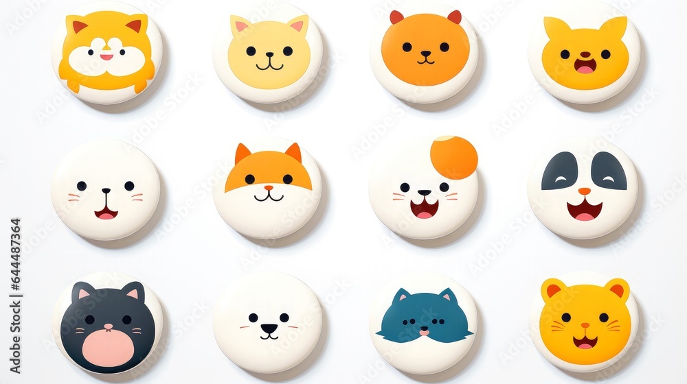Set of cartoon faces expressions, face emojis, stickers, emoticons, cartoon funny mascot characters face set Set of cartoon faces expressions, face emojis, stickers, emoticons, cartoon funny mascot characters face set