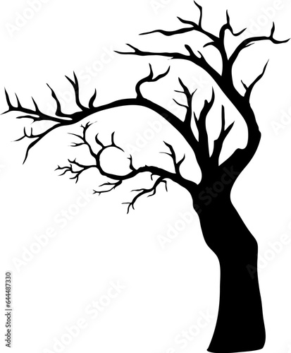 silhouette of a bare tree eerie branch Halloween flat vector decoration illustration