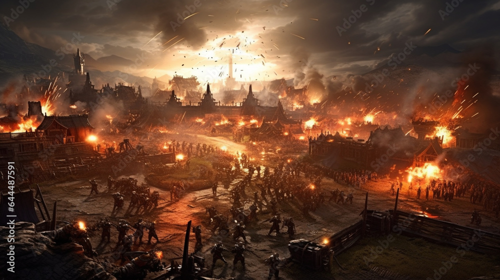 Obraz premium Craft an epic battle scene in a game