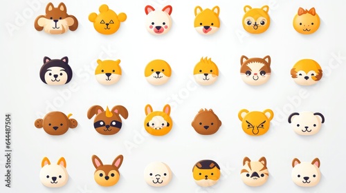 Set of cartoon faces expressions, face emojis, stickers, emoticons, cartoon funny mascot characters face set