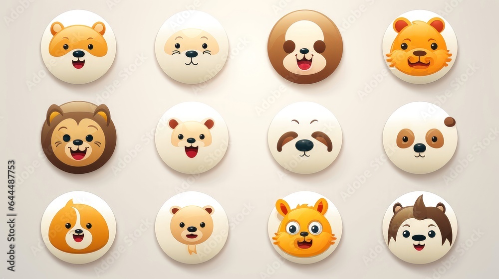 Set of cartoon faces expressions, face emojis, stickers, emoticons, cartoon funny mascot characters face set Set of cartoon faces expressions, face emojis, stickers, emoticons, cartoon funny mascot characters face set