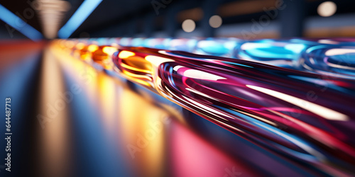 Schöner abstrakter futuristischer Hintergrund in  leuchtenden bunten Farben für Webdesign und Drucksachen als Vorlage im Querformat für Banner, ai generativ