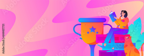 Education learning people flat vector concept hand drawn illustration