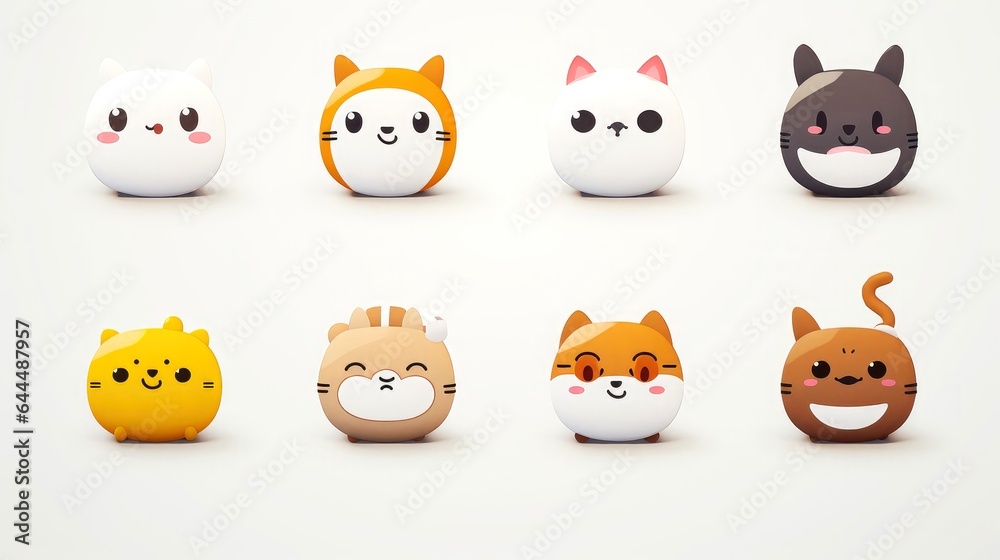 Set of cartoon faces expressions, face emojis, stickers, emoticons, cartoon funny mascot characters face set