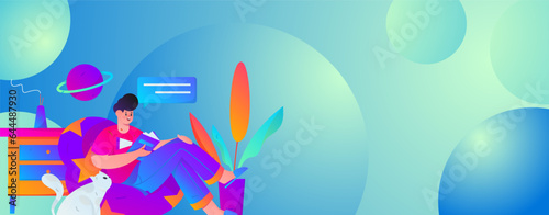 Education learning people flat vector concept hand drawn illustration