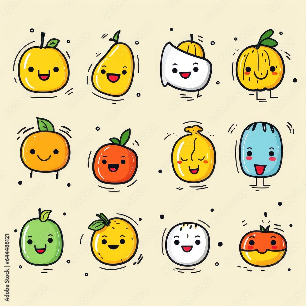 Set of cartoon faces expressions, face emojis, stickers, emoticons, cartoon funny mascot characters face set