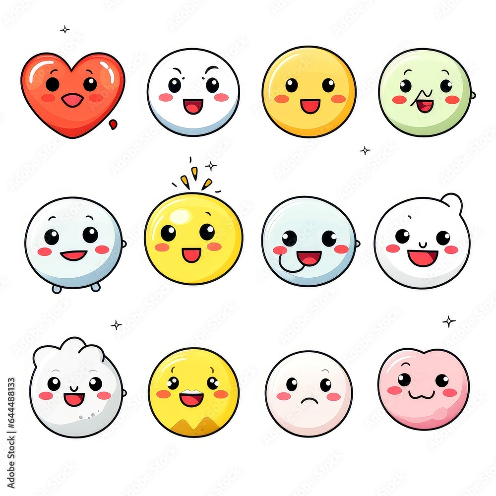 Set of cartoon faces expressions, face emojis, stickers, emoticons, cartoon funny mascot characters face set Set of cartoon faces expressions, face emojis, stickers, emoticons, cartoon funny mascot characters face set
