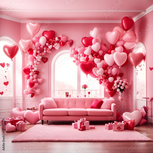 pink room with hearts and flowers