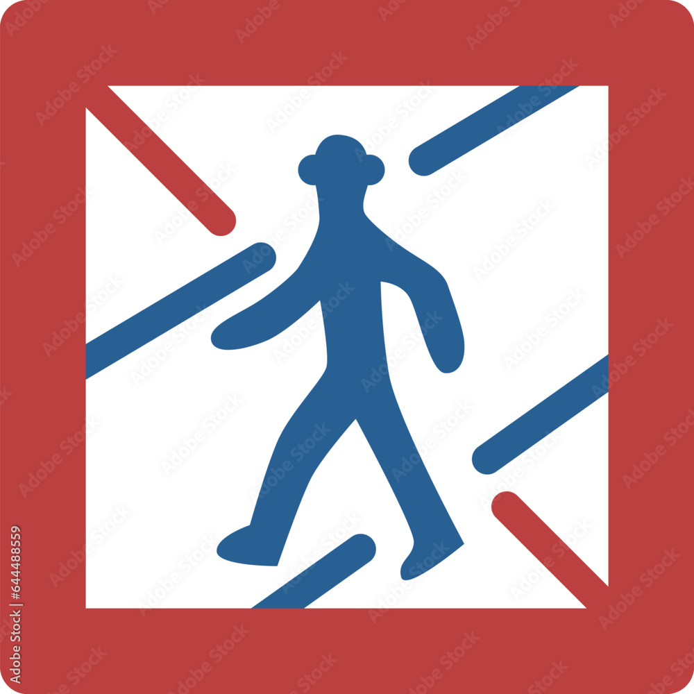 Obraz premium シンプルな標識のカラー単品イラスト 歩行者等横断禁止