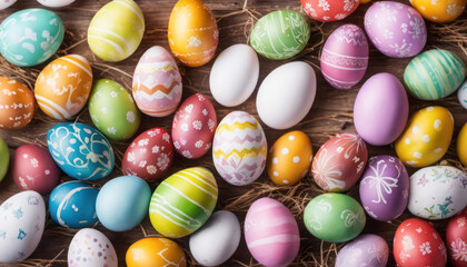 Colorful painted easter eggs