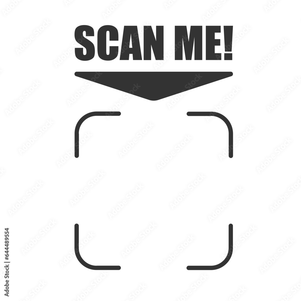 Qr code frame with text Scan Me. Scan me frame. QR code scan for smartphone. Qr code frame with text Scan Me. Scan me frame. QR code scan for smartphone.