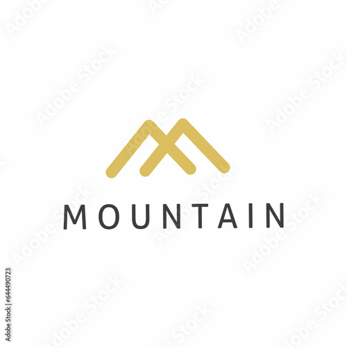 Simple vector logo in modern style. Top of the mountain in the shape of the letter M.