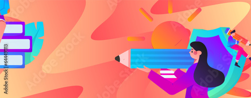 Education learning people flat vector concept hand drawn illustration